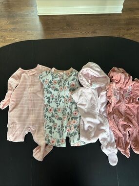 Baby Girls Footed Sleepers Bundle - Pink & Floral